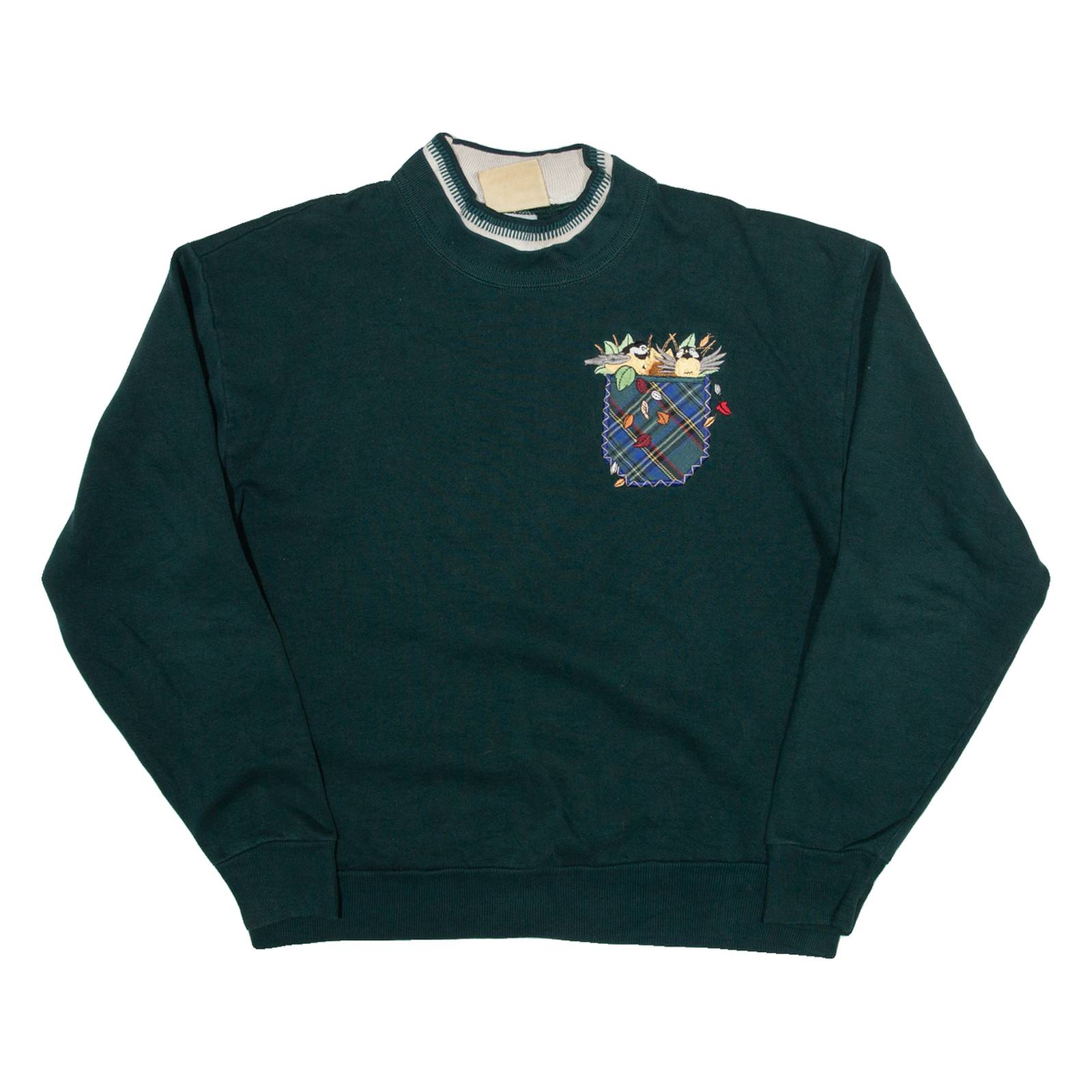 TOP STITCH Womens Sweatshirt Green High Neck M
