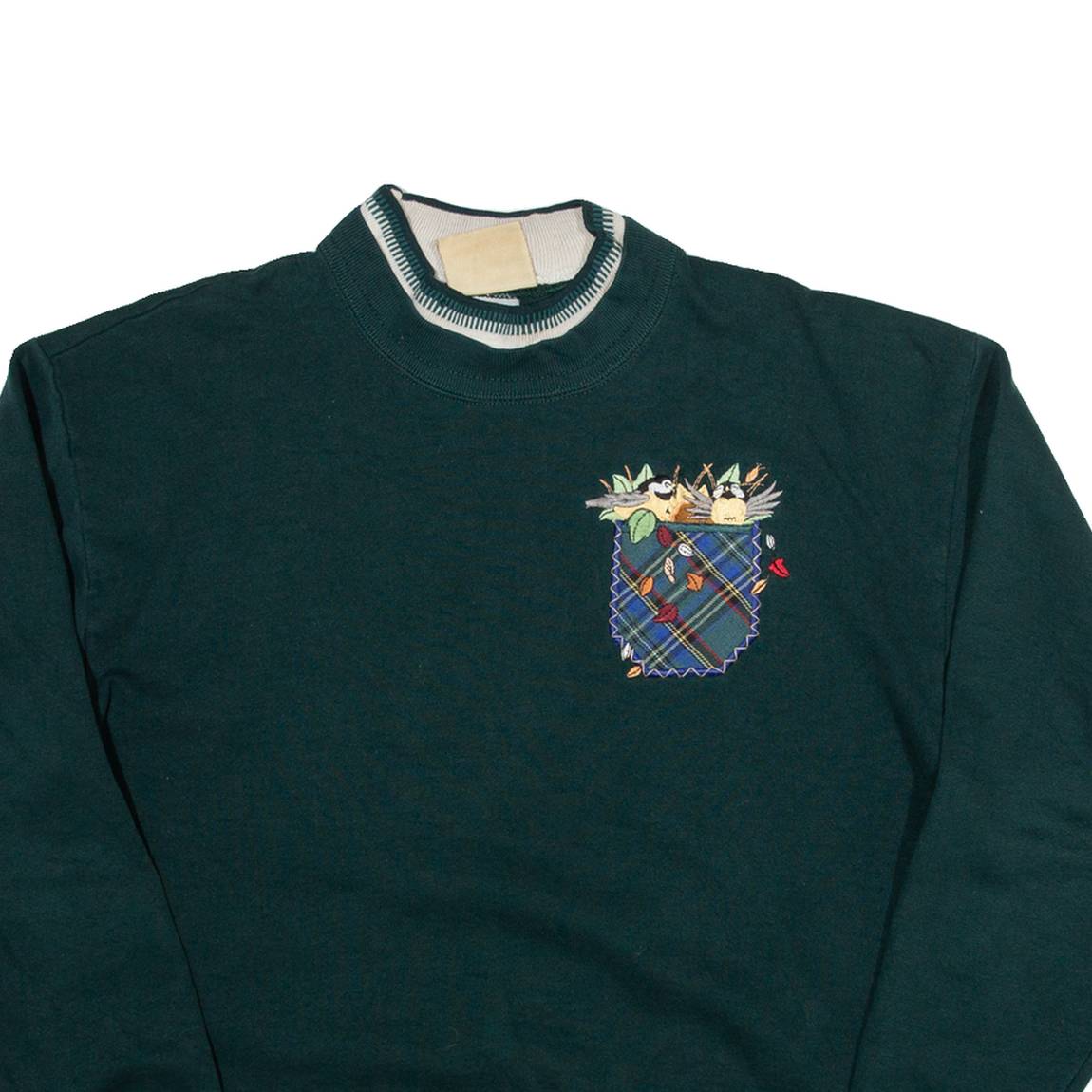 TOP STITCH Womens Sweatshirt Green High Neck M