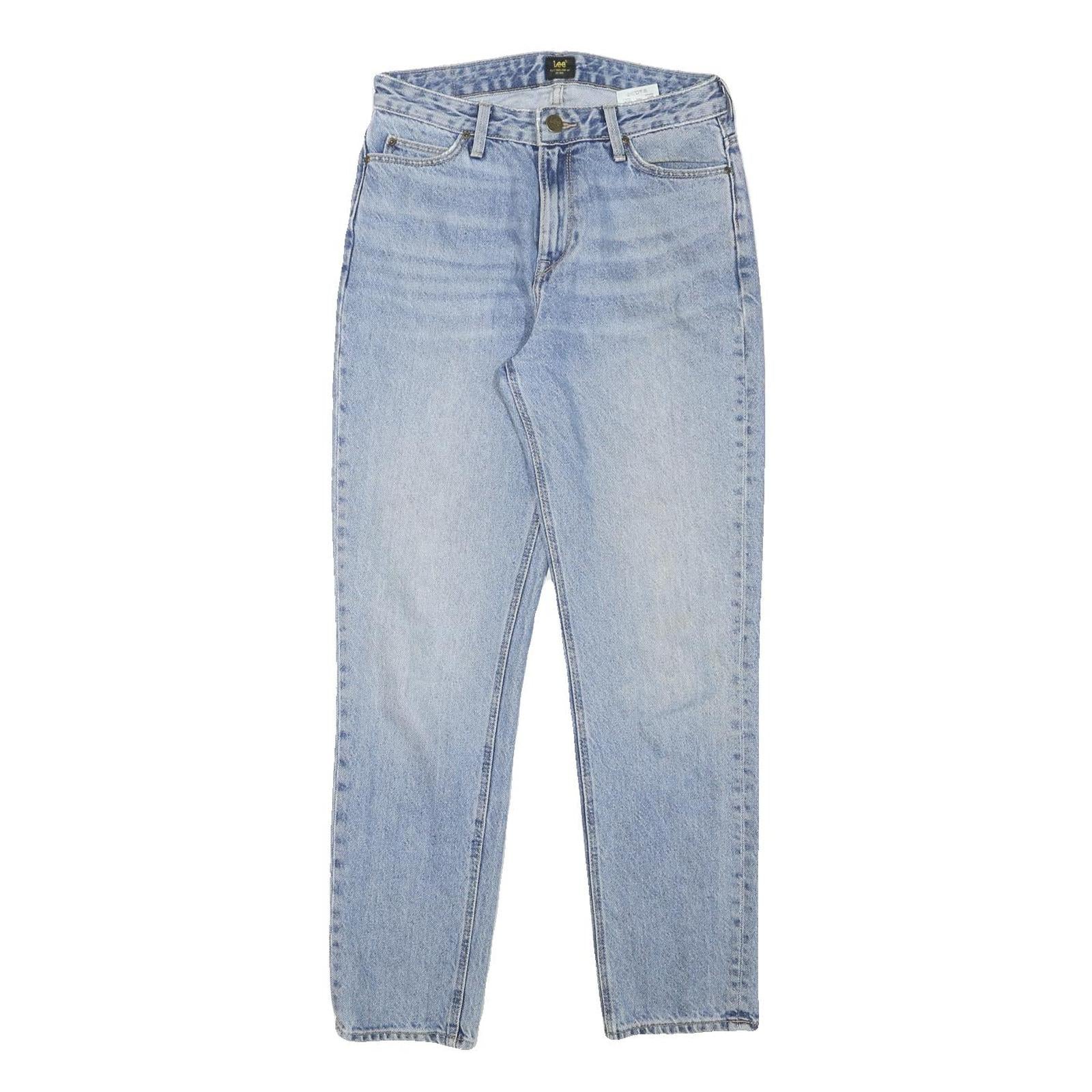 LEE Womens Jeans Blue Slim Straight Denim Medium W27 L29 Light Wash Zip Closure