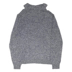 TOMMY HILFIGER Mens Grey Patterned Jumper V-Neck Chunky Knit XL Cotton Blend
