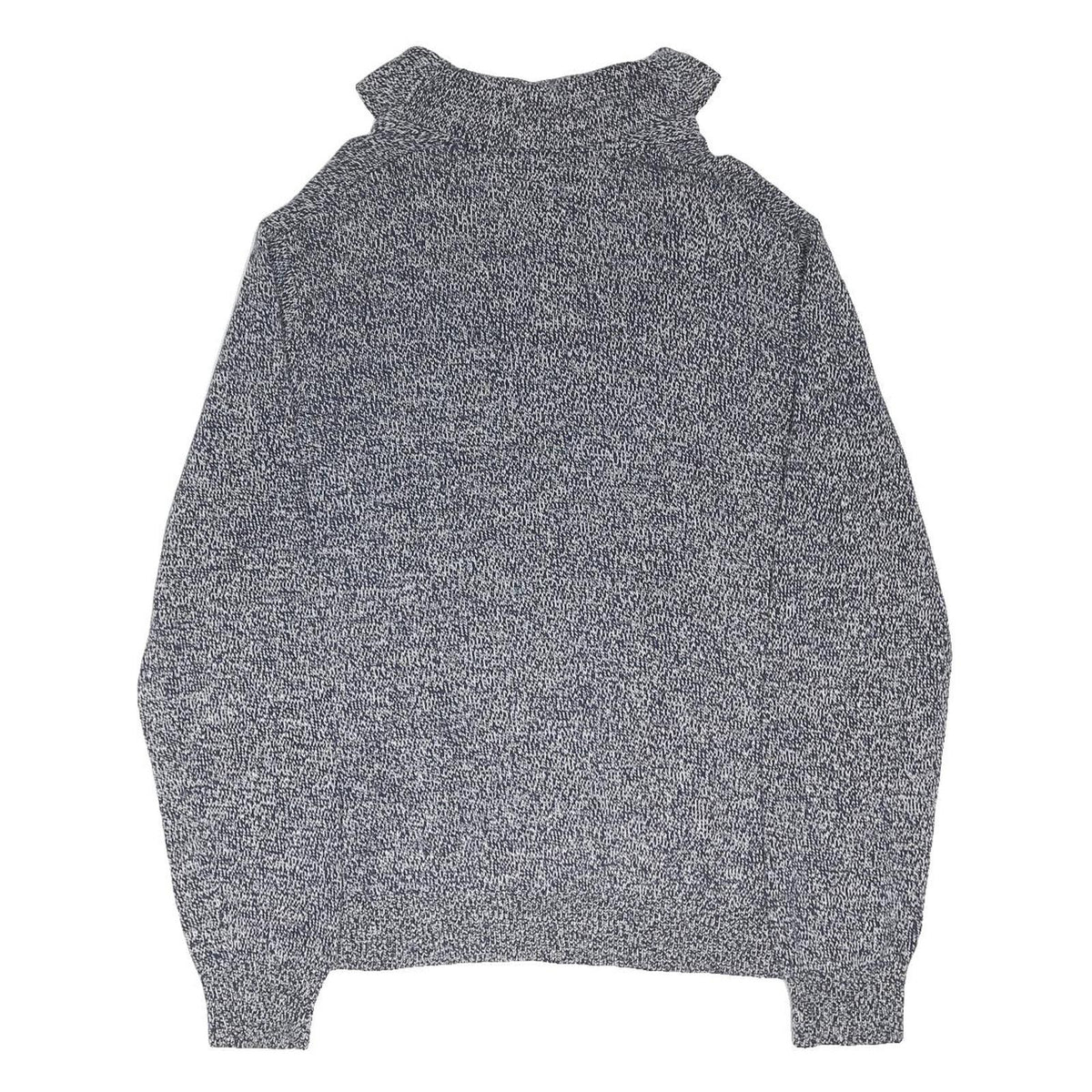 TOMMY HILFIGER Mens Grey Patterned Jumper V-Neck Chunky Knit XL Cotton Blend
