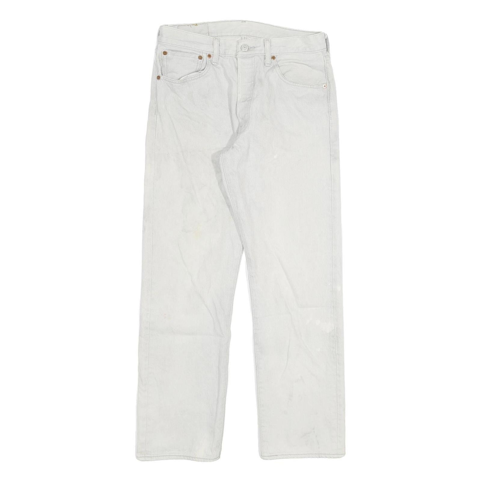 LEVI'S 501XX Mens Jeans White Regular Straight Denim W29 L29 Classic Button