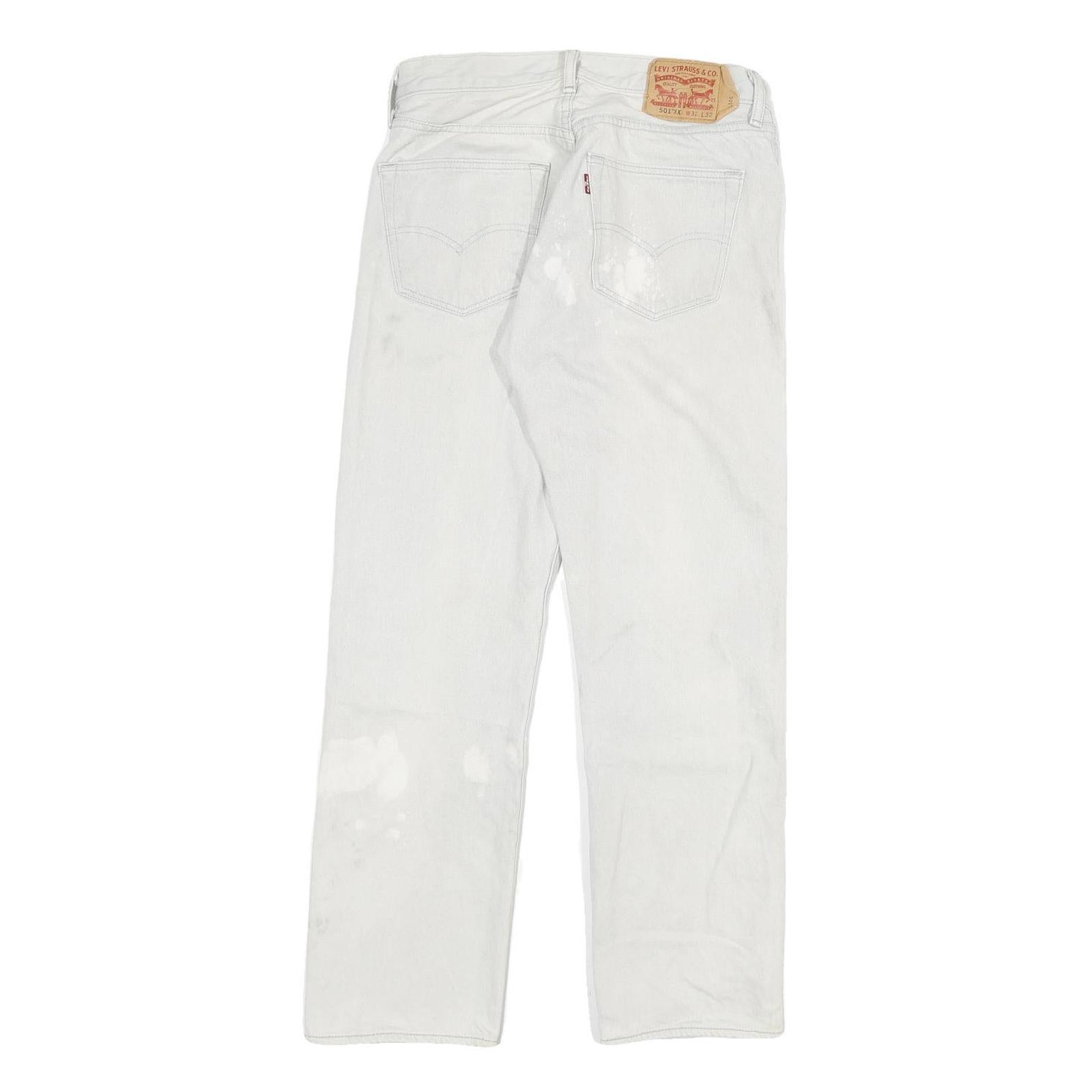 LEVI'S 501XX Mens Jeans White Regular Straight Denim W29 L29 Classic Button