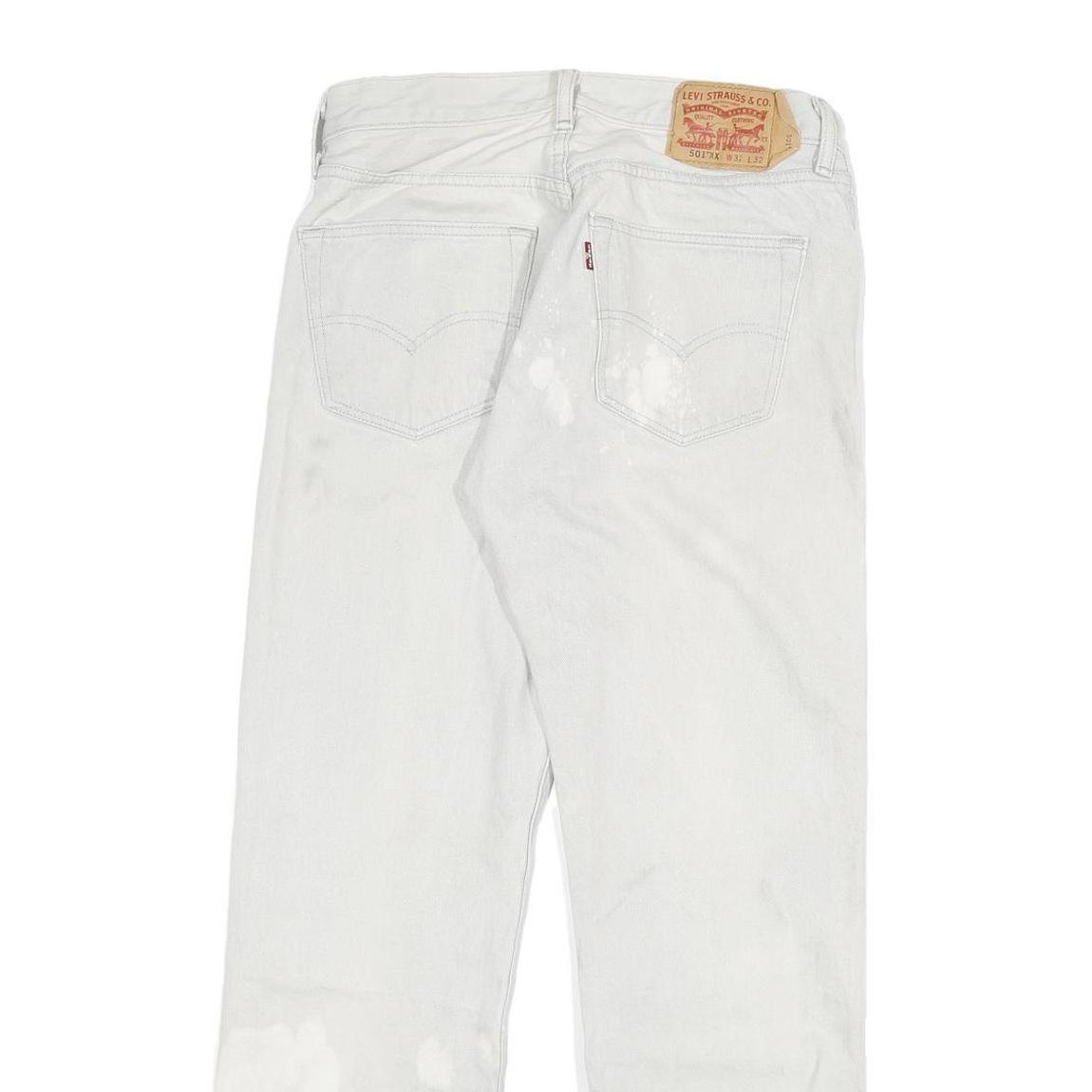 LEVI'S 501XX Mens Jeans White Regular Straight Denim W29 L29 Classic Button