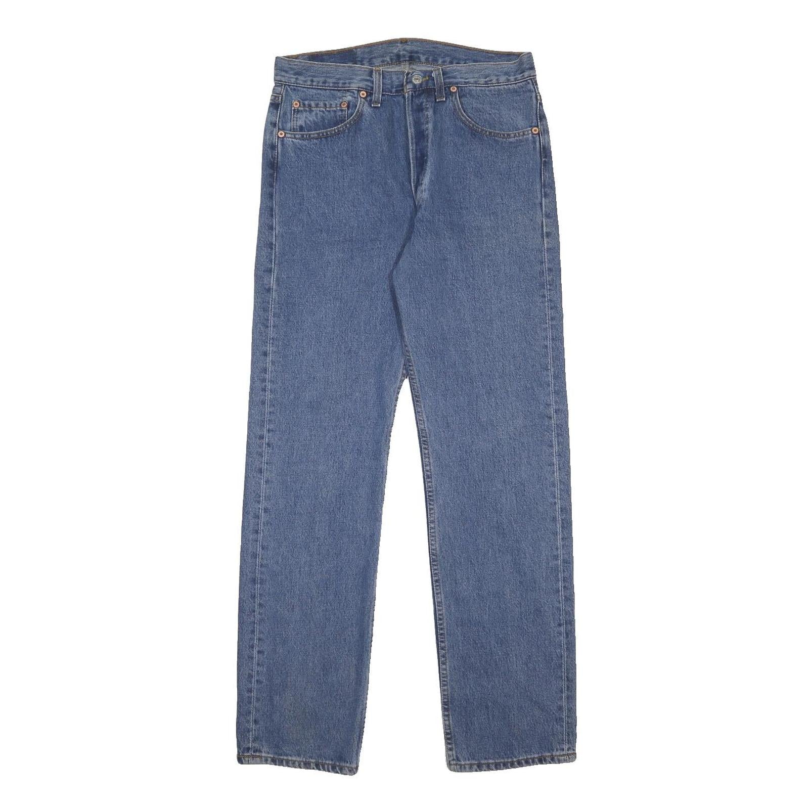 LEVI'S 501 Mens Jeans Blue Regular Straight Denim Medium W32 L32 Classic Fit