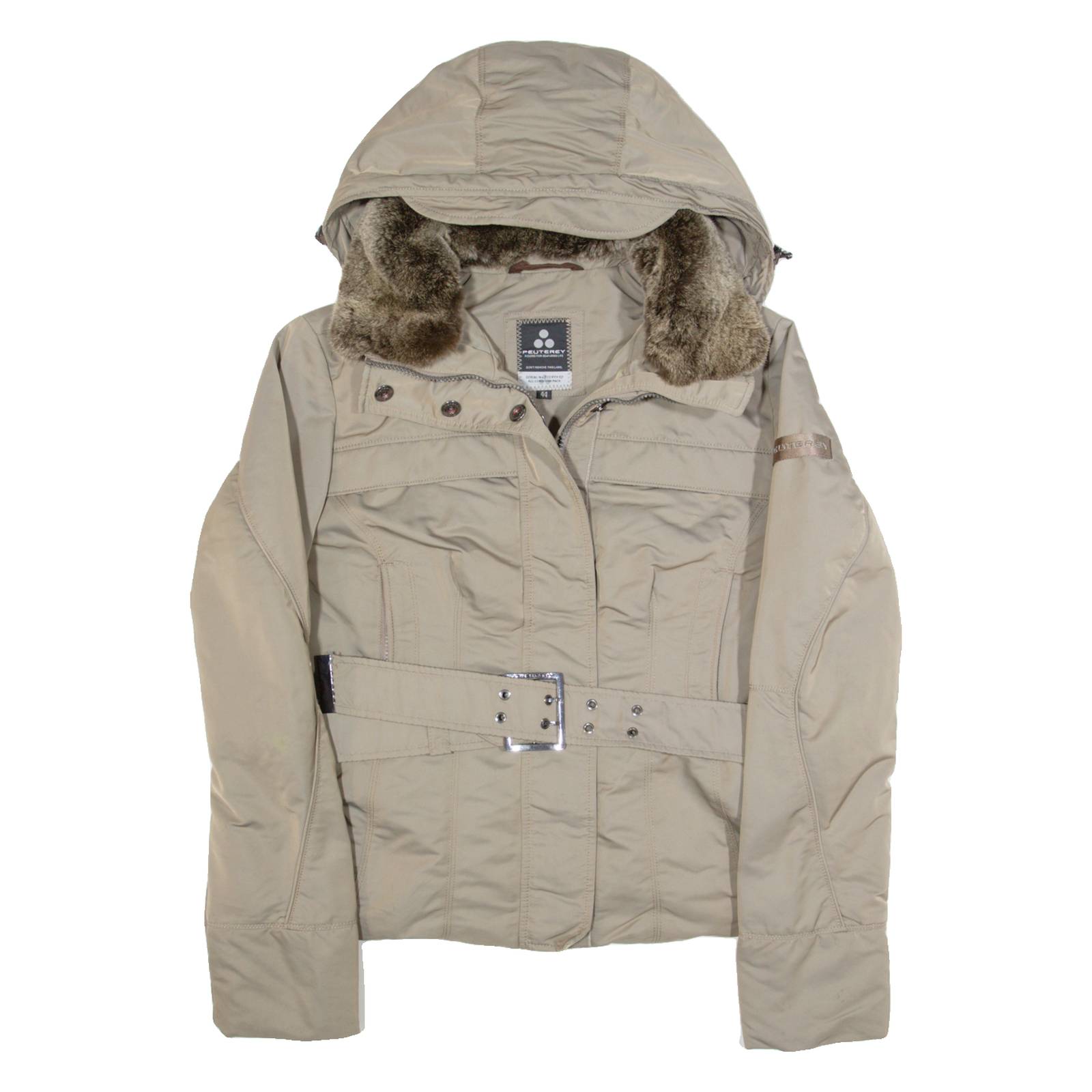 PEUTEREY Down Insulated Womens Puffer Coat Grey Hooded M