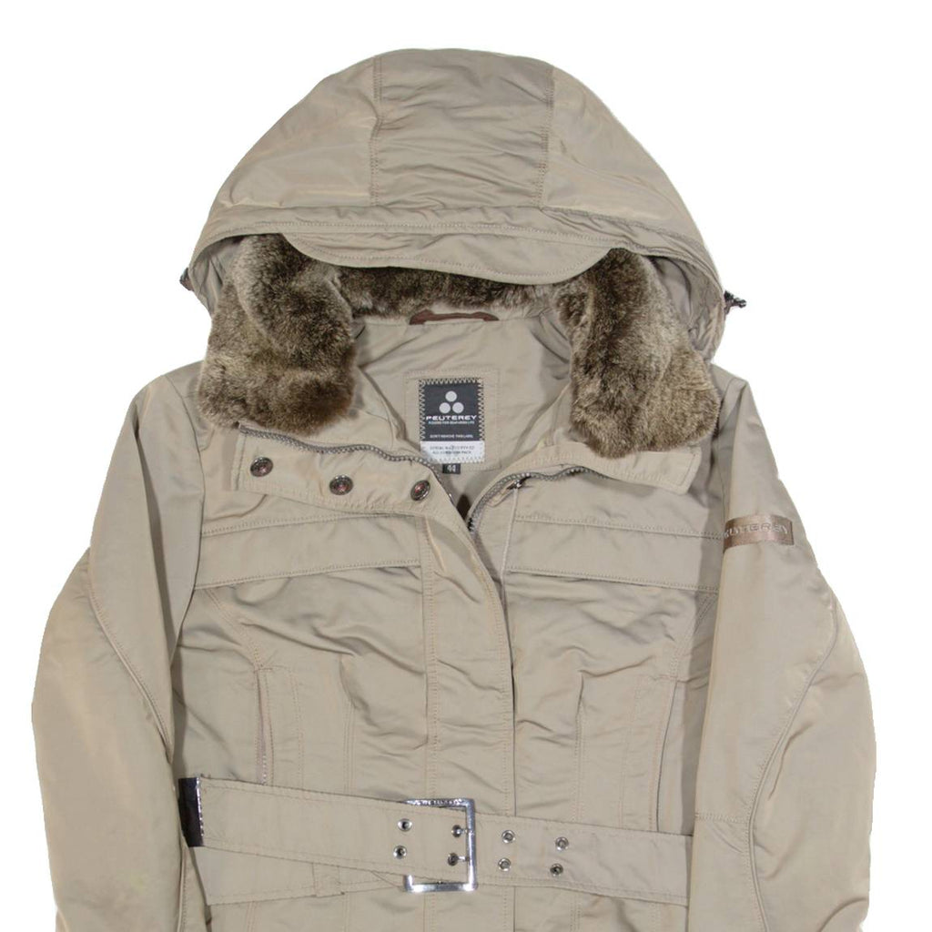 PEUTEREY Down Insulated Womens Puffer Coat Grey Hooded M
