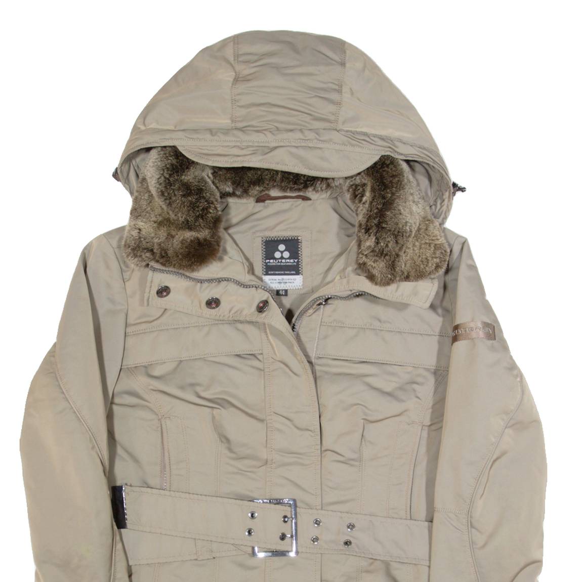 PEUTEREY Down Insulated Womens Puffer Coat Grey Hooded M