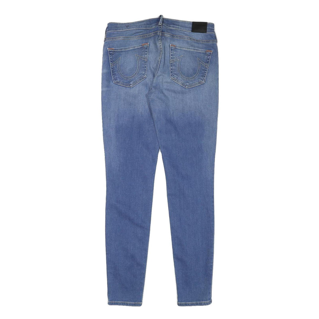 TRUE RELIGION Womens Slim Blue Denim Light Wash Jeans W30 L30 Slim Fit Zip