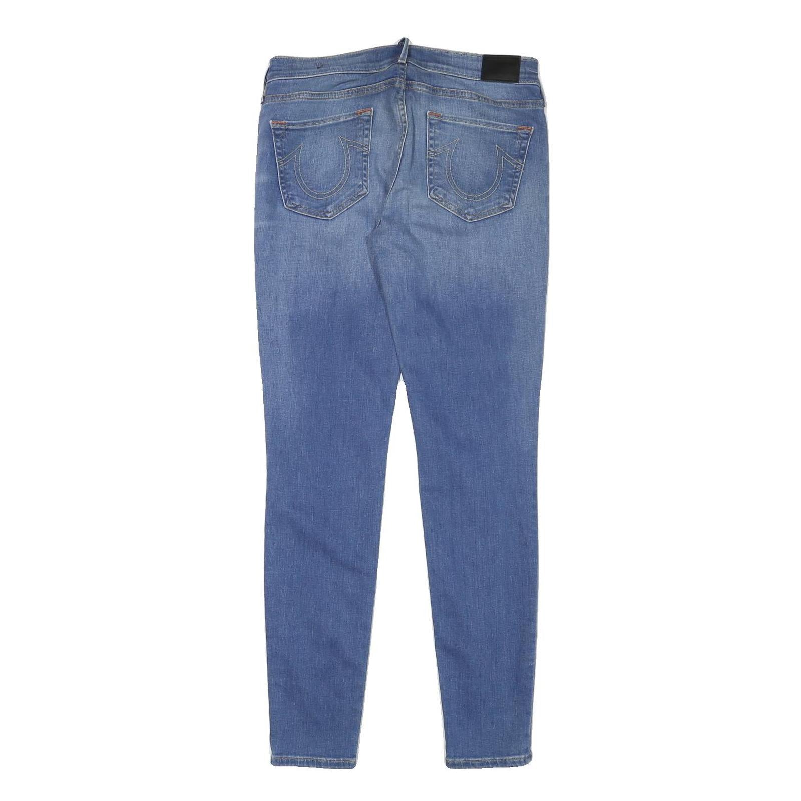 TRUE RELIGION Womens Slim Blue Denim Light Wash Jeans W30 L30 Slim Fit Zip