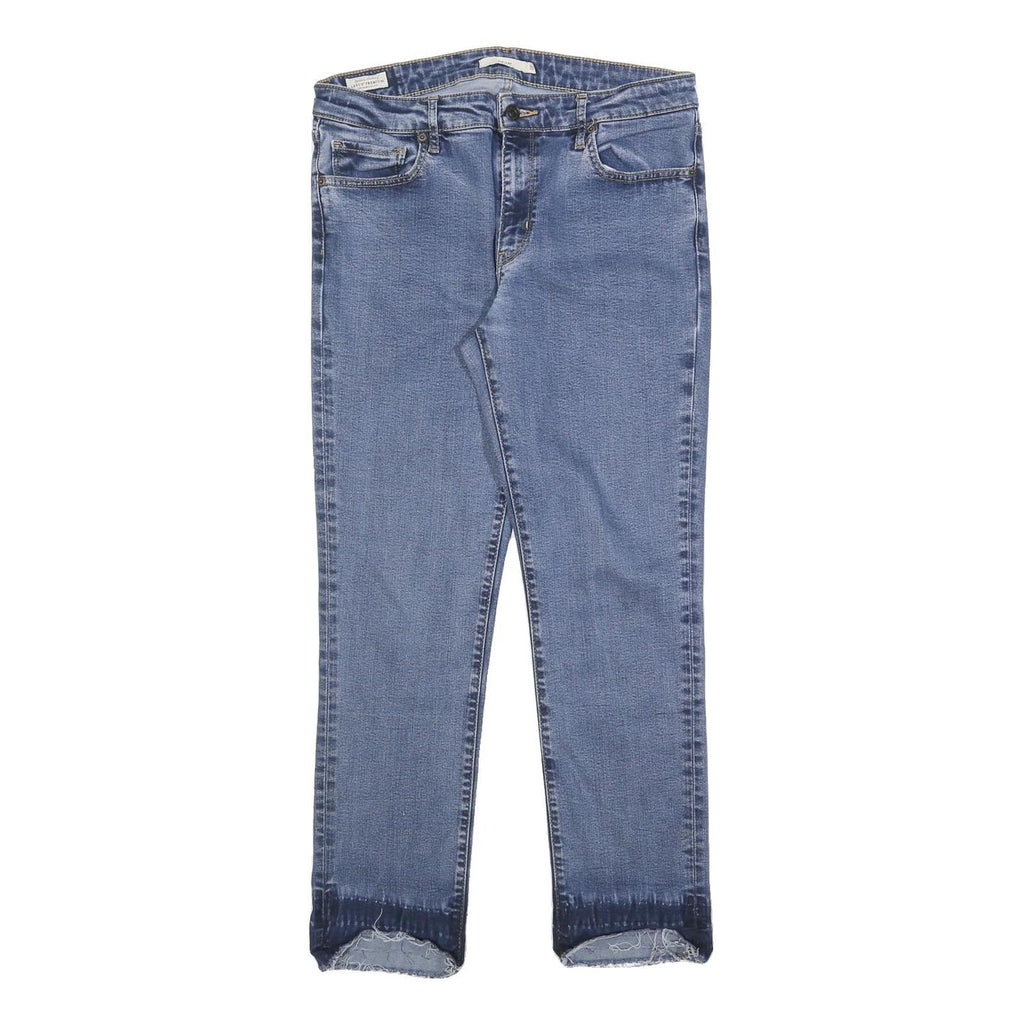 LEVI'S 712 Womens Jeans Blue Slim Skinny Denim Stone Wash W32 L28 Raw Hem
