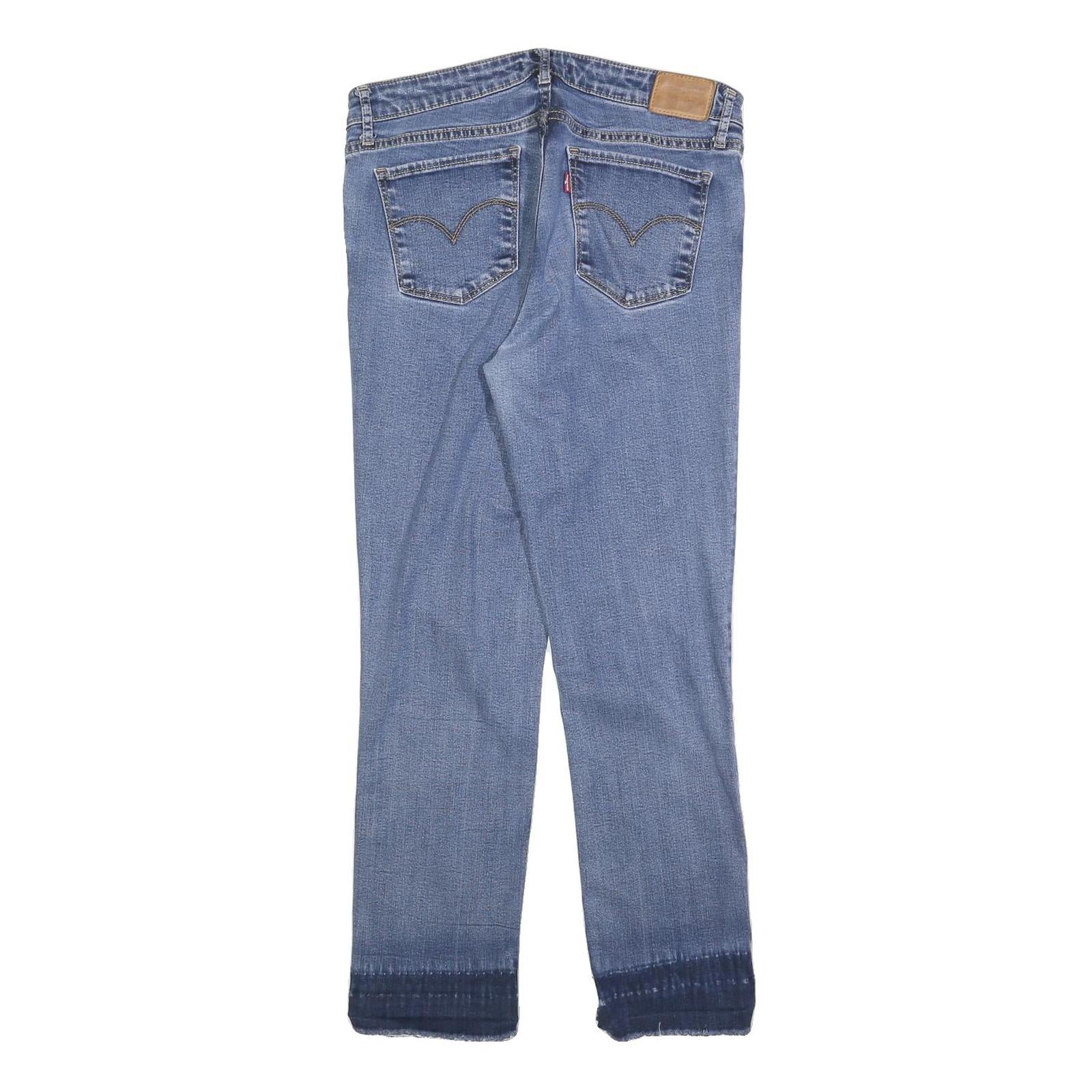 LEVI'S 712 Womens Jeans Blue Slim Skinny Denim Stone Wash W32 L28 Raw Hem