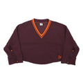 PUMA Womens Maroon & Orange V-Neck S Sweatshirt Cotton Blend Casual Pullover