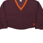PUMA Womens Maroon & Orange V-Neck S Sweatshirt Cotton Blend Casual Pullover