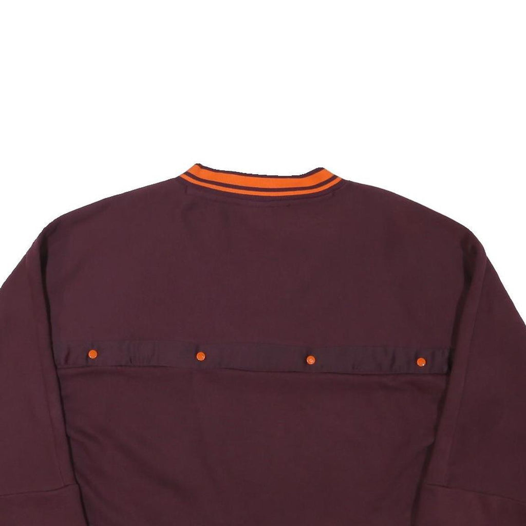 PUMA Womens Maroon & Orange V-Neck S Sweatshirt Cotton Blend Casual Pullover