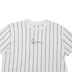 KARL KANI Cropped Striped Womens T-Shirt White Crew Neck S