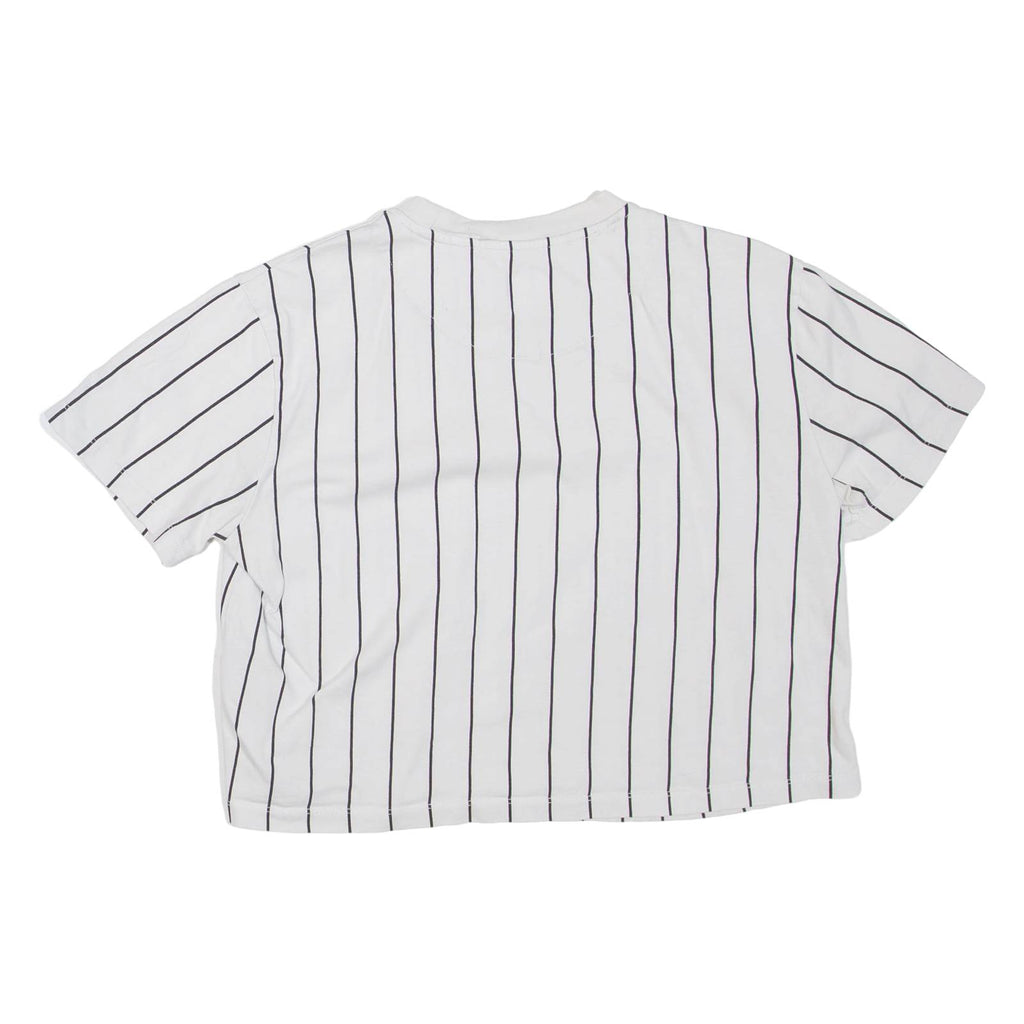 KARL KANI Cropped Striped Womens T-Shirt White Crew Neck S