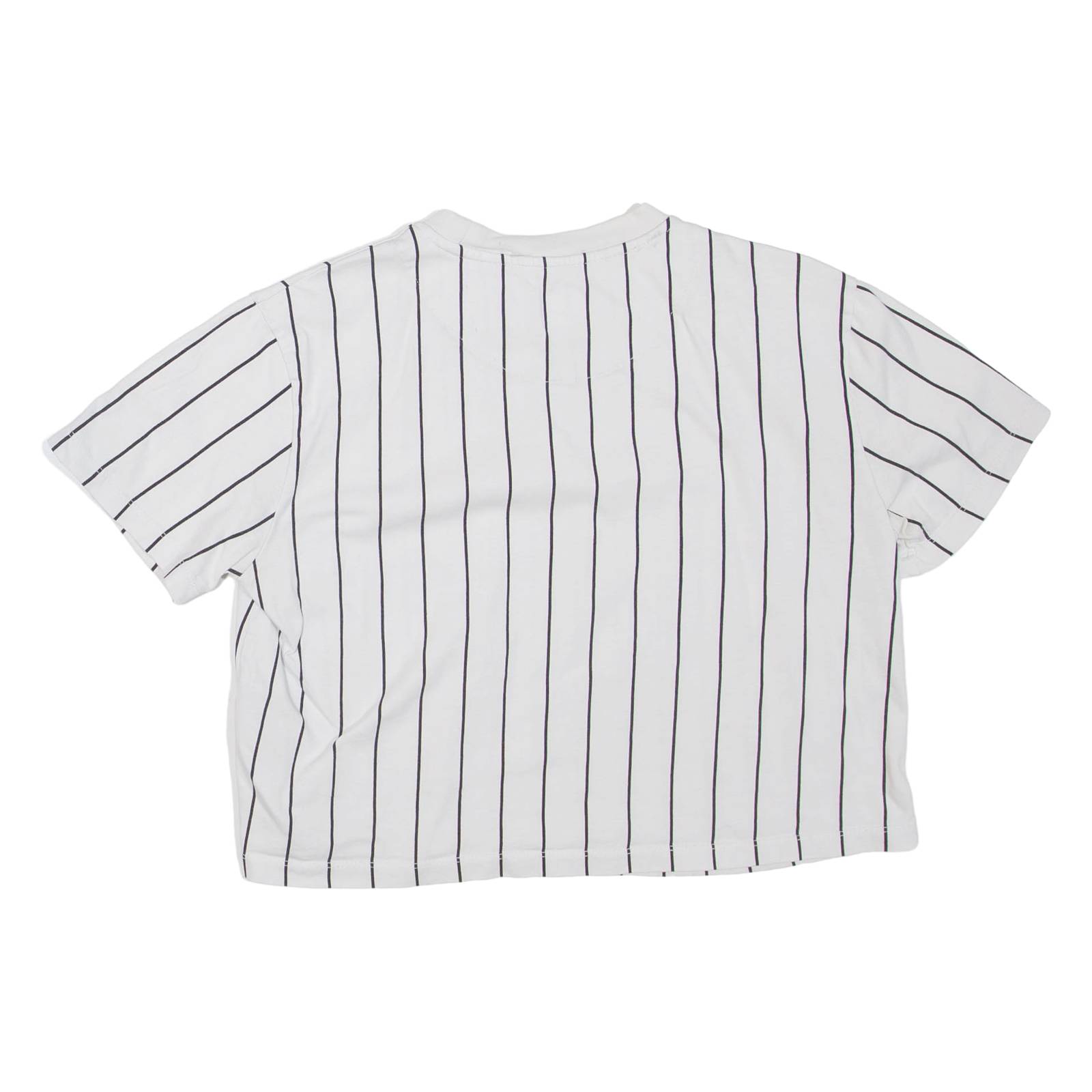 KARL KANI Cropped Striped Womens T-Shirt White Crew Neck S