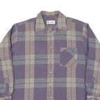 Mens Purple Beige Check Cotton Shirt XL Long Sleeve Button Casual Top