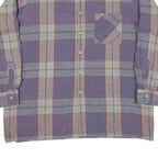 Mens Purple Beige Check Cotton Shirt XL Long Sleeve Button Casual Top