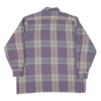 Mens Purple Beige Check Cotton Shirt XL Long Sleeve Button Casual Top