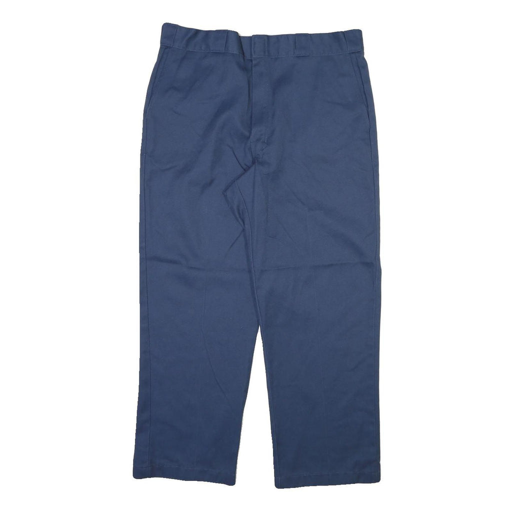 DICKIES Mens Cotton Blend Blue Regular Straight Trousers W36 L28 Workwear