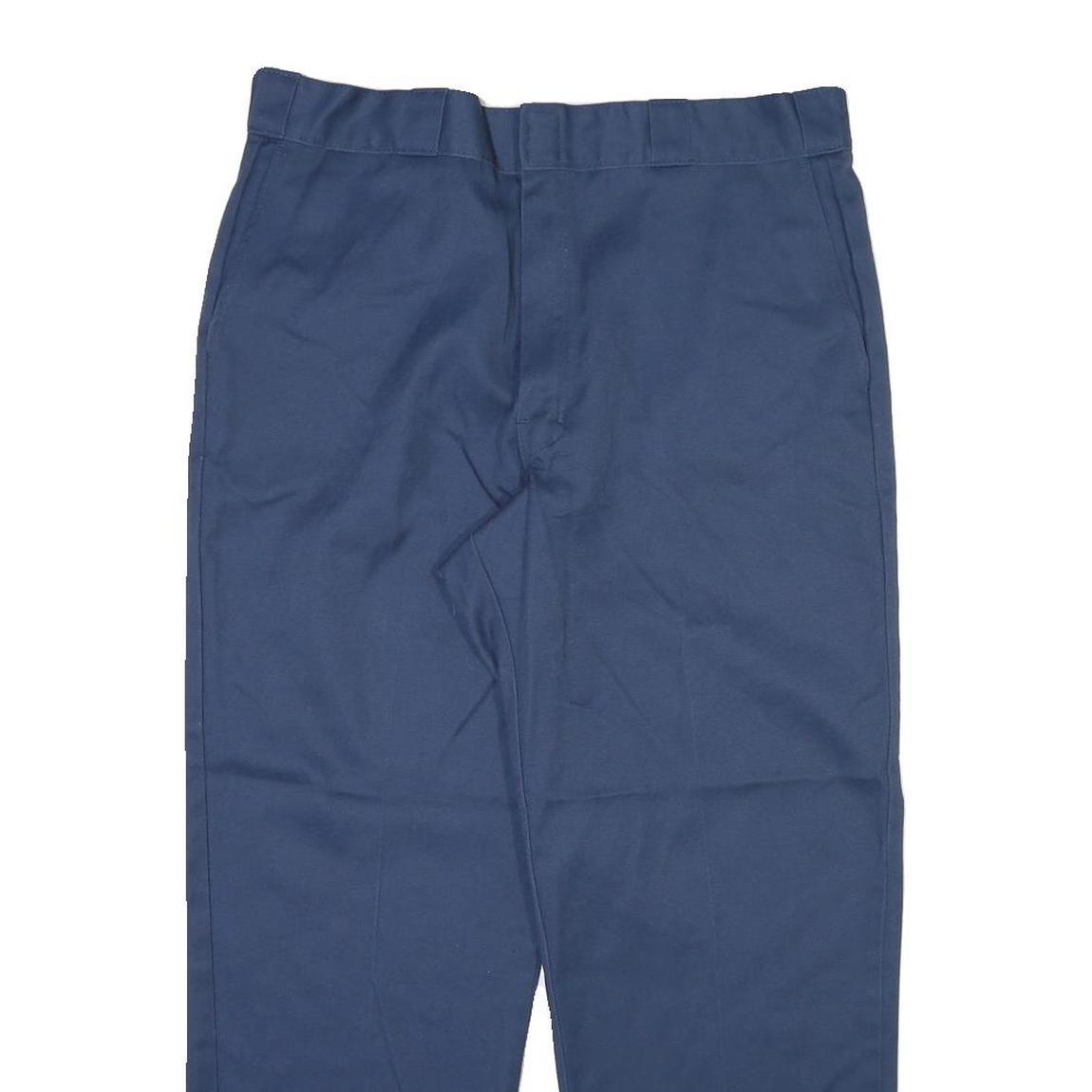 DICKIES Mens Cotton Blend Blue Regular Straight Trousers W36 L28 Workwear