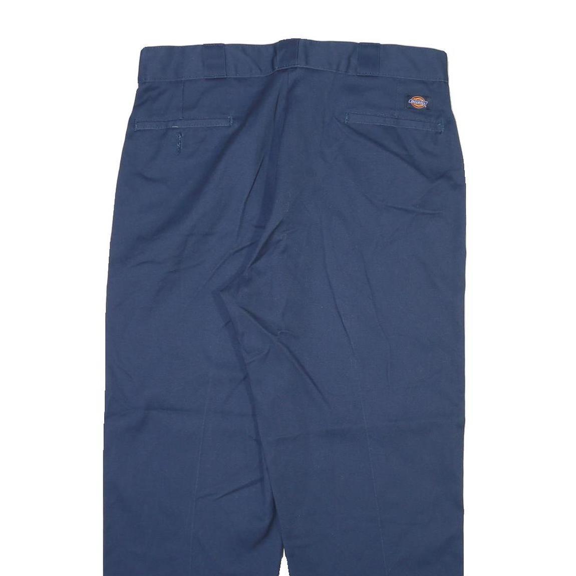 DICKIES Mens Cotton Blend Blue Regular Straight Trousers W36 L28 Workwear