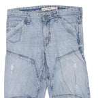TRUE STYLE Mens Light Blue Denim Casual Shorts M W34 Cotton Blend Patchwork