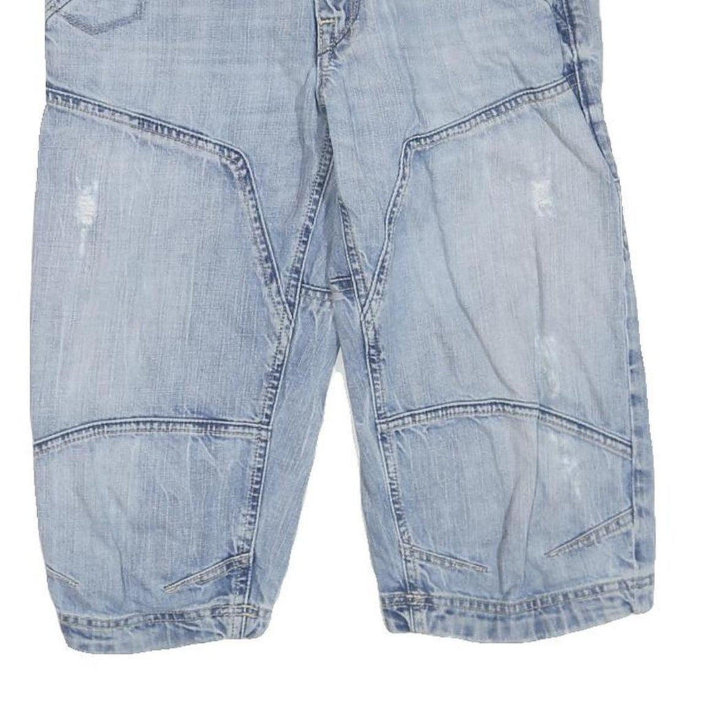 TRUE STYLE Mens Light Blue Denim Casual Shorts M W34 Cotton Blend Patchwork