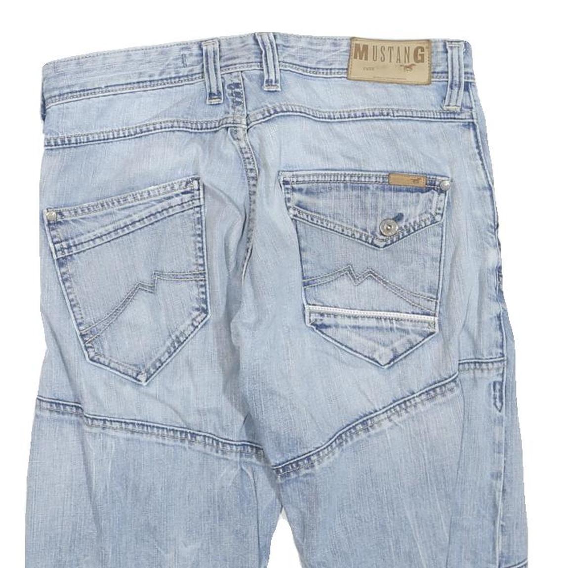 TRUE STYLE Mens Light Blue Denim Casual Shorts M W34 Cotton Blend Patchwork