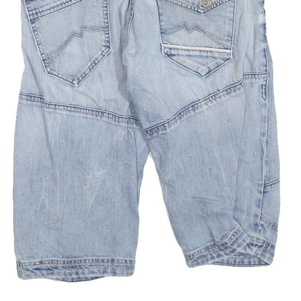 TRUE STYLE Mens Light Blue Denim Casual Shorts M W34 Cotton Blend Patchwork