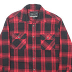 JACHS Mens Red & Black Check Shirt L Classic Cotton Long Sleeve Button Front