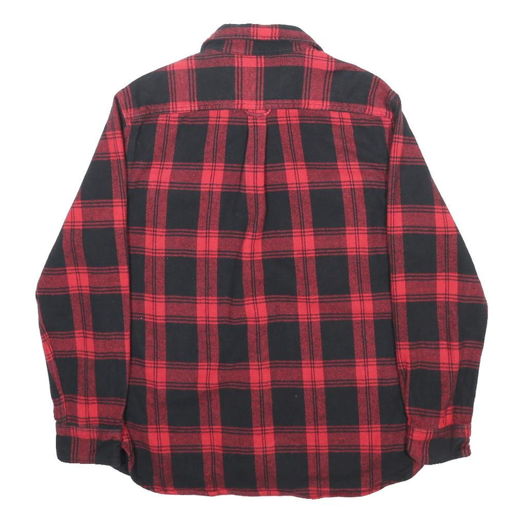 JACHS Mens Red & Black Check Shirt L Classic Cotton Long Sleeve Button Front