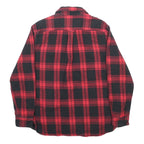 JACHS Mens Red & Black Check Shirt L Classic Cotton Long Sleeve Button Front