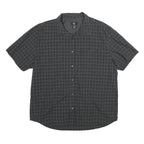 CALVIN KLEIN Mens Black & Grey Check Shirt XL Cotton Casual Short Sleeve Button