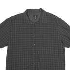 CALVIN KLEIN Mens Black & Grey Check Shirt XL Cotton Casual Short Sleeve Button