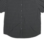 CALVIN KLEIN Mens Black & Grey Check Shirt XL Cotton Casual Short Sleeve Button