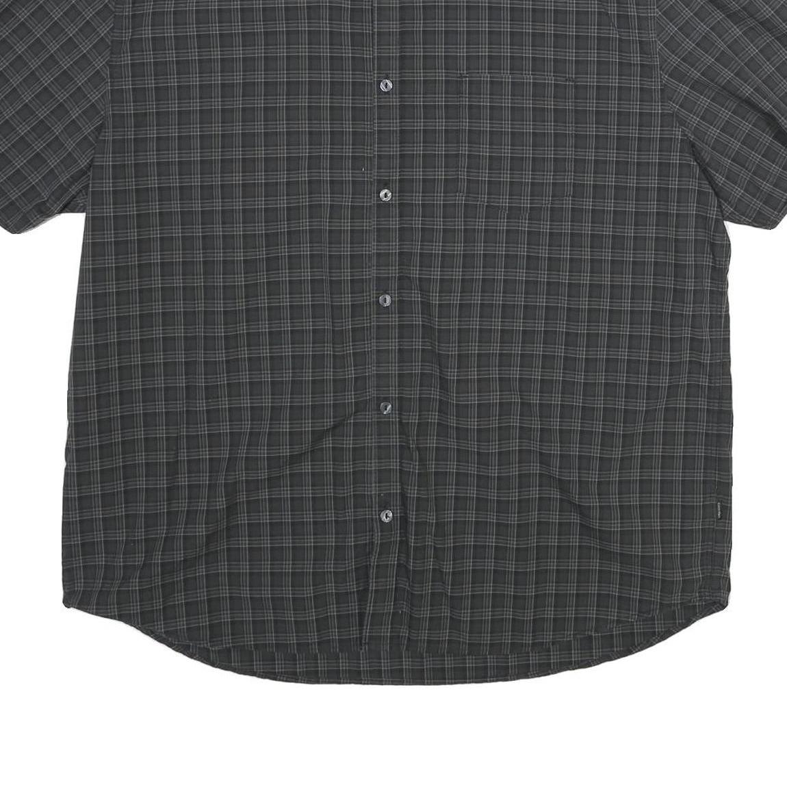 CALVIN KLEIN Mens Black & Grey Check Shirt XL Cotton Casual Short Sleeve Button