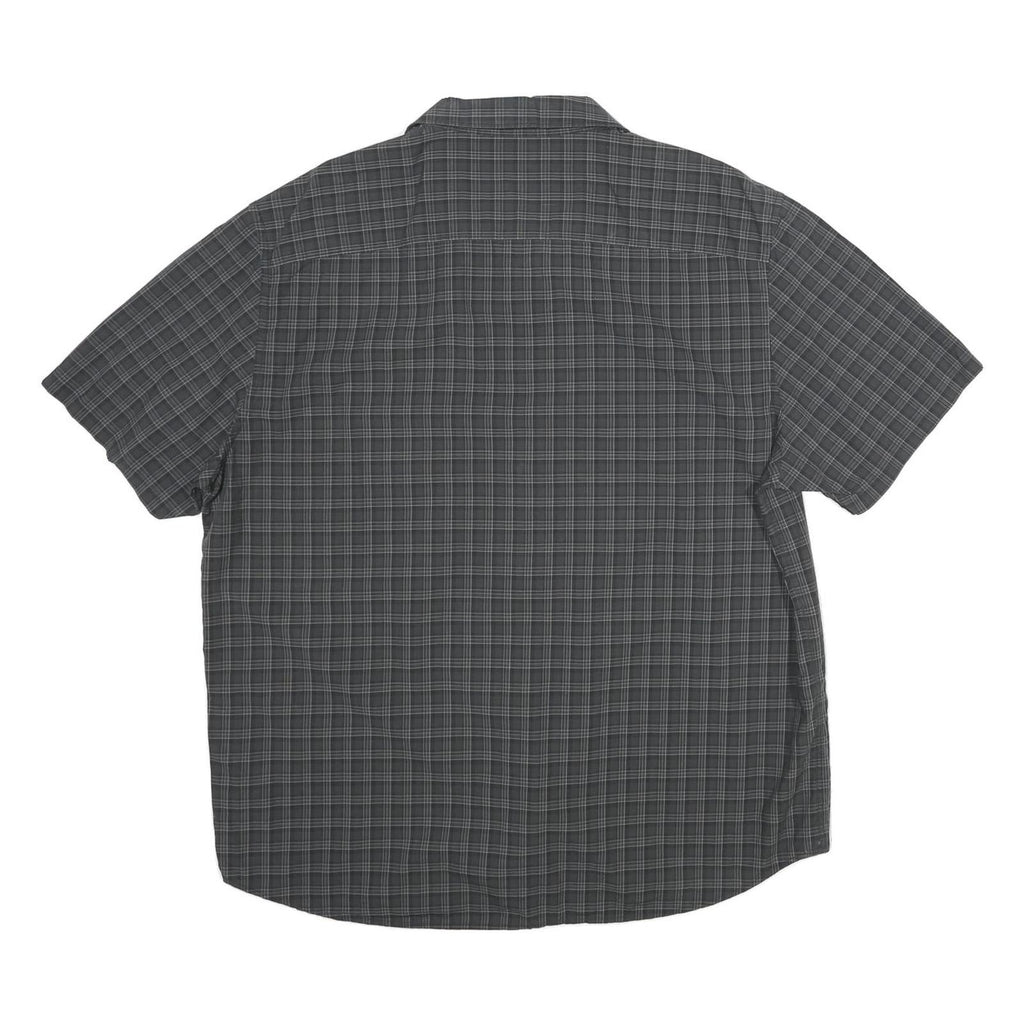 CALVIN KLEIN Mens Black & Grey Check Shirt XL Cotton Casual Short Sleeve Button
