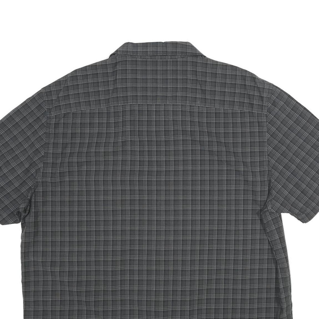 CALVIN KLEIN Mens Black & Grey Check Shirt XL Cotton Casual Short Sleeve Button