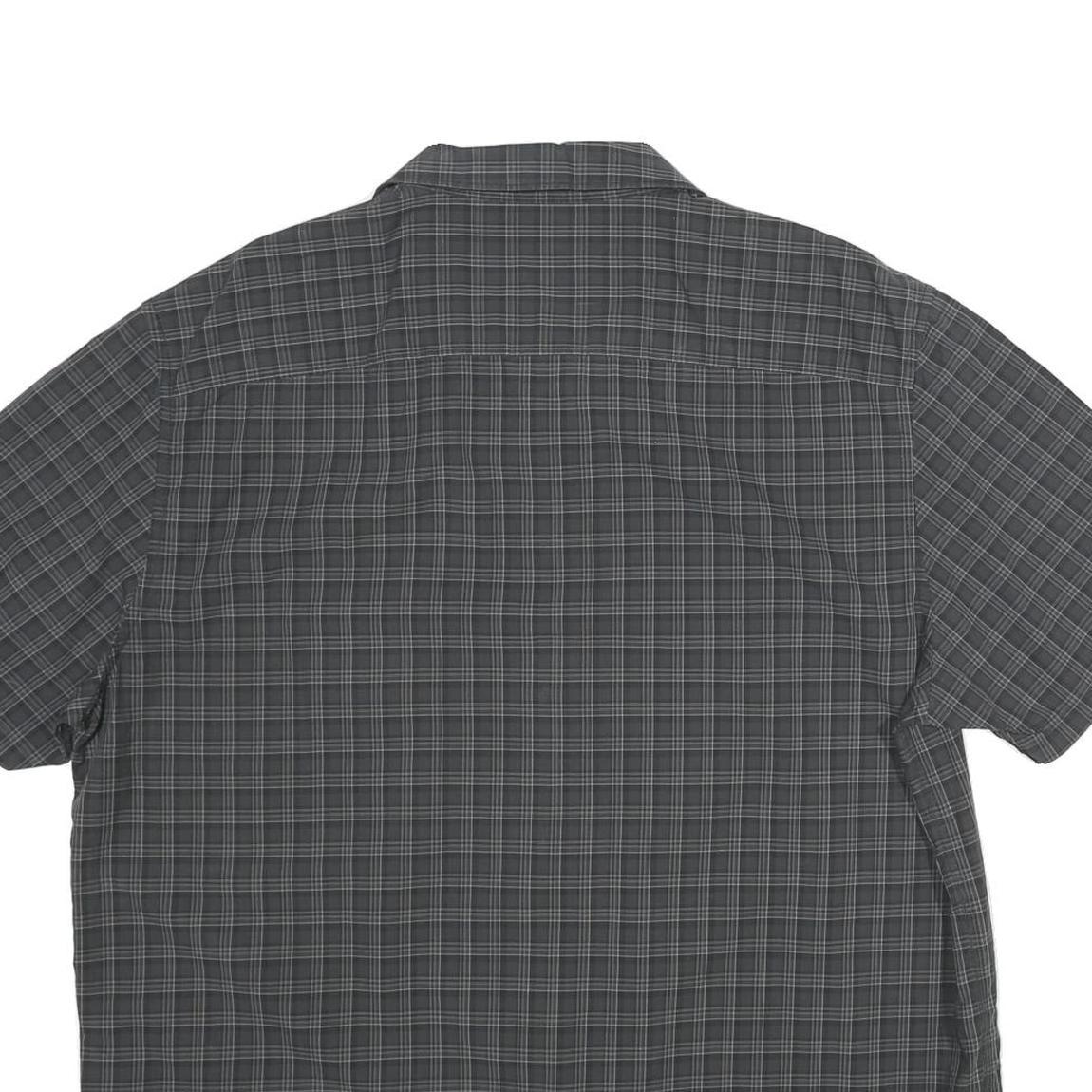 CALVIN KLEIN Mens Black & Grey Check Shirt XL Cotton Casual Short Sleeve Button