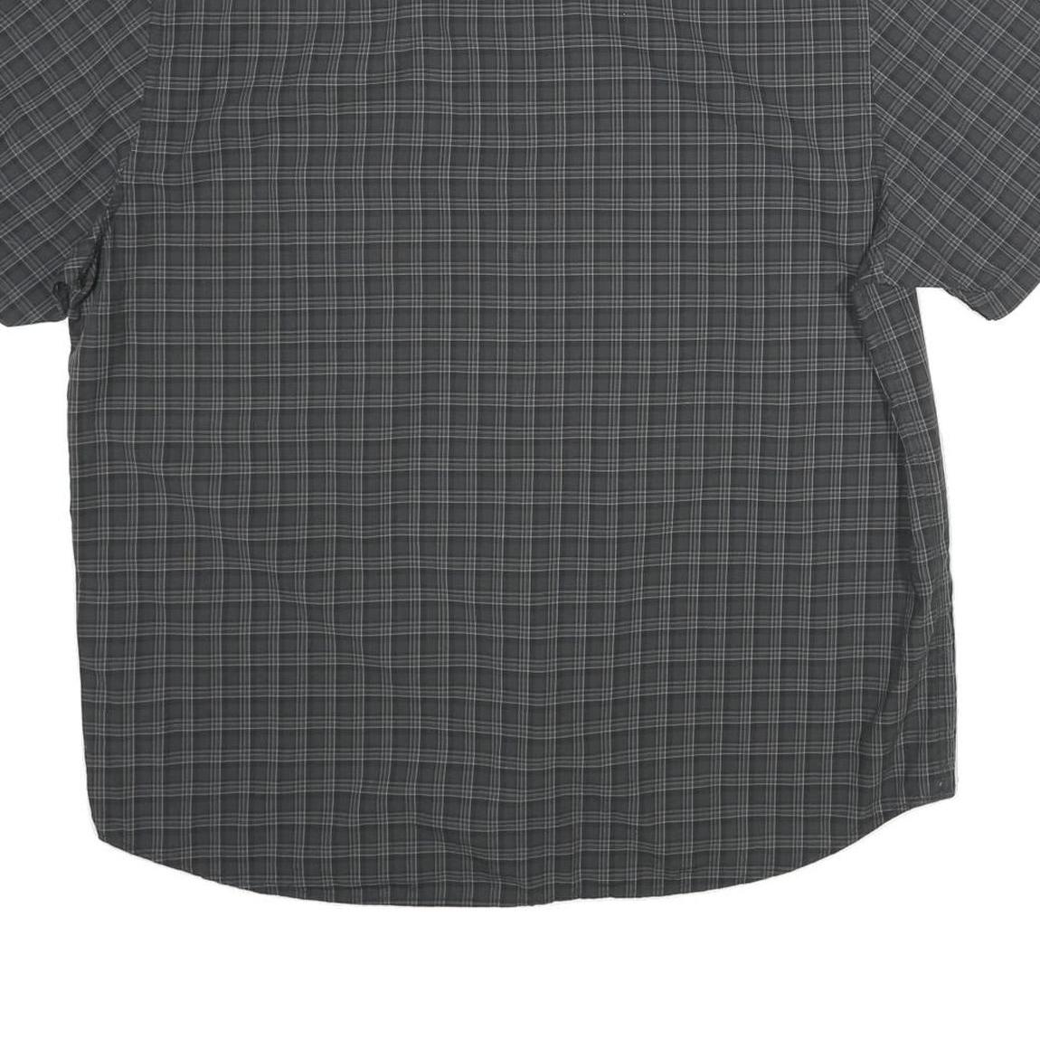 CALVIN KLEIN Mens Black & Grey Check Shirt XL Cotton Casual Short Sleeve Button