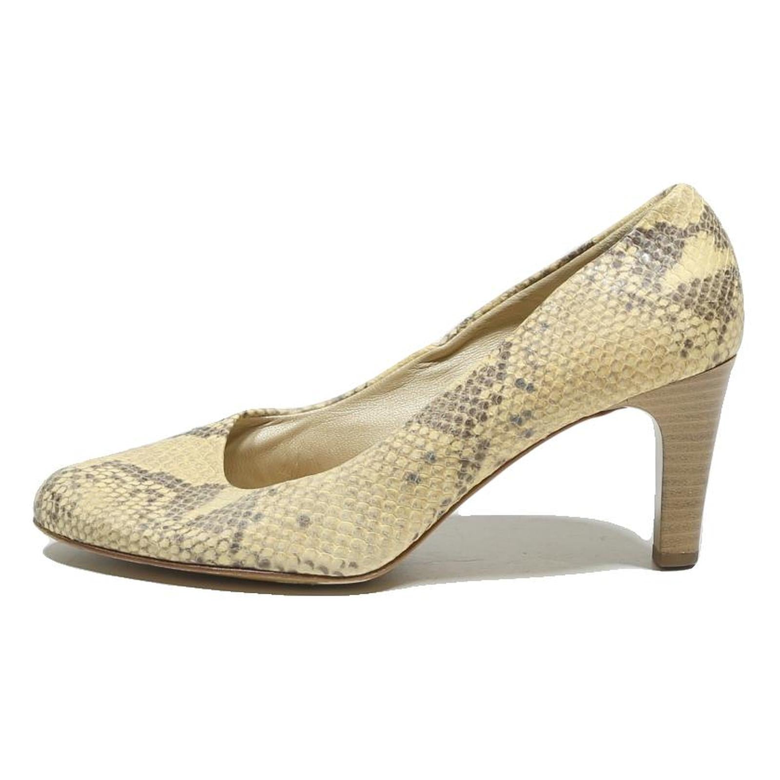 PETER KAISER Exclusive Womens Court Heels Beige Leather UK 4.5 Classic Pump