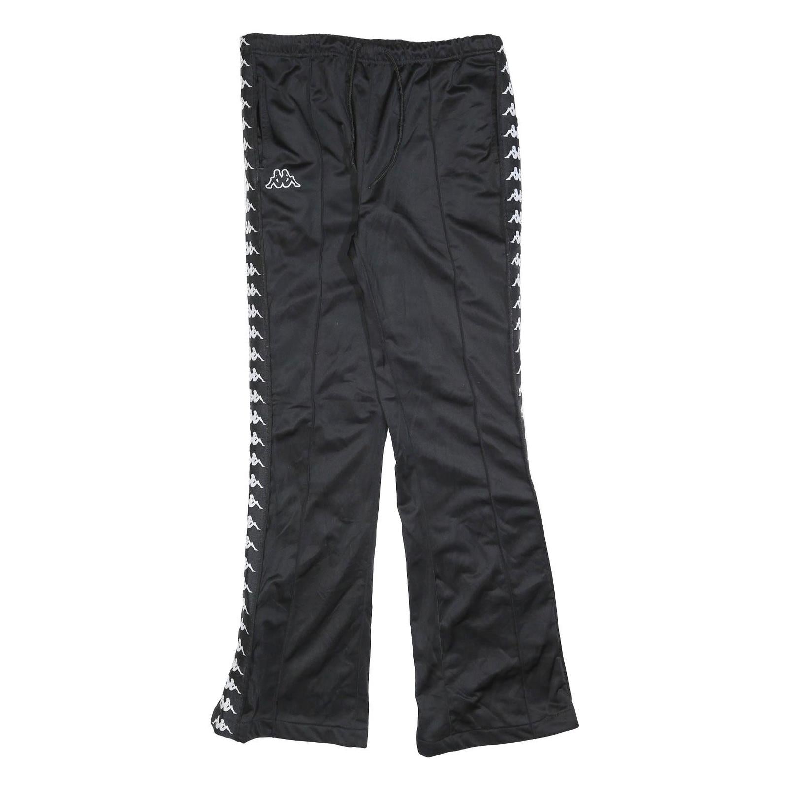 KAPPA Womens Joggers Black White Logo L W32 L32 Track Pants Slim Tapered