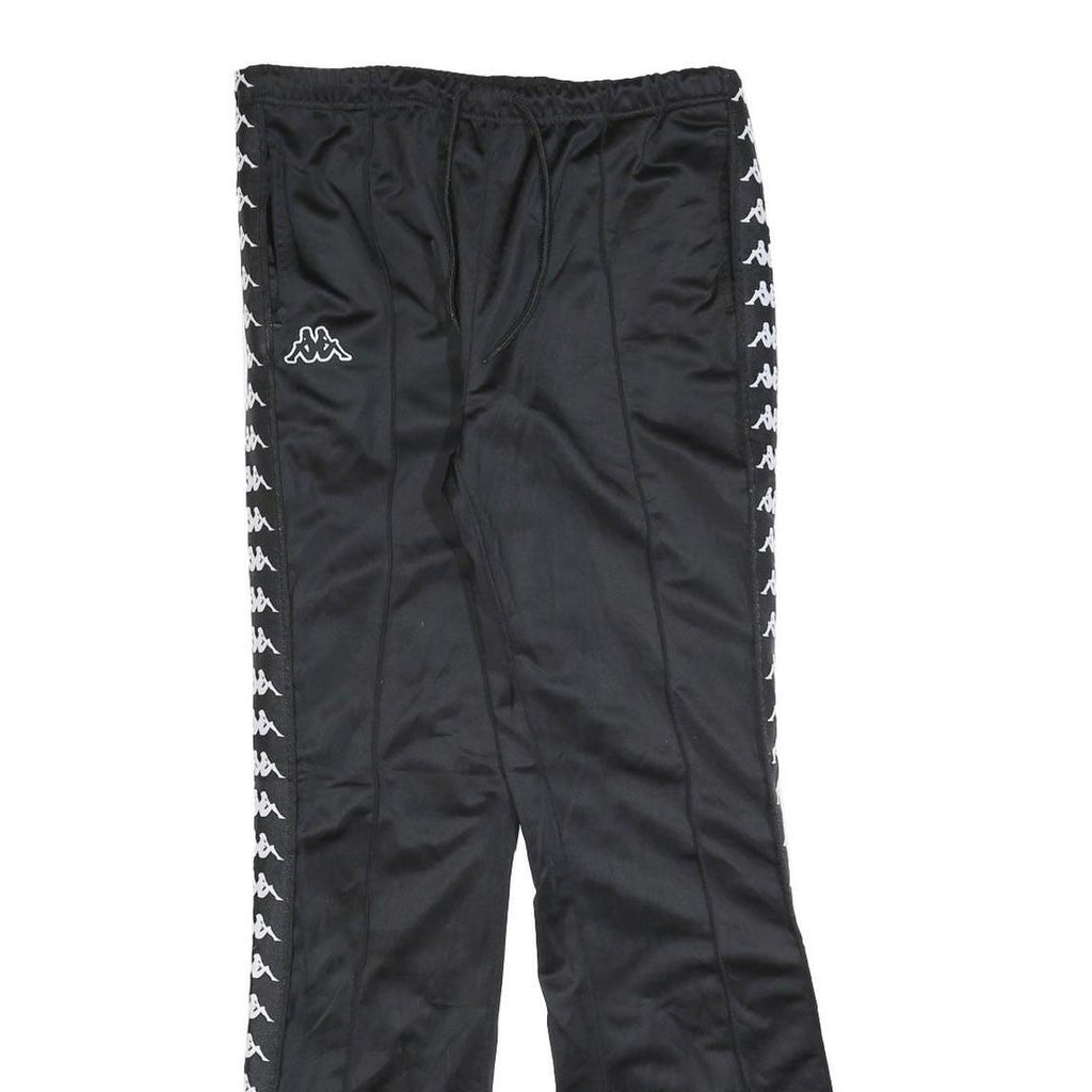 KAPPA Womens Joggers Black White Logo L W32 L32 Track Pants Slim Tapered