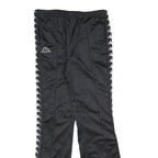 KAPPA Womens Joggers Black White Logo L W32 L32 Track Pants Slim Tapered
