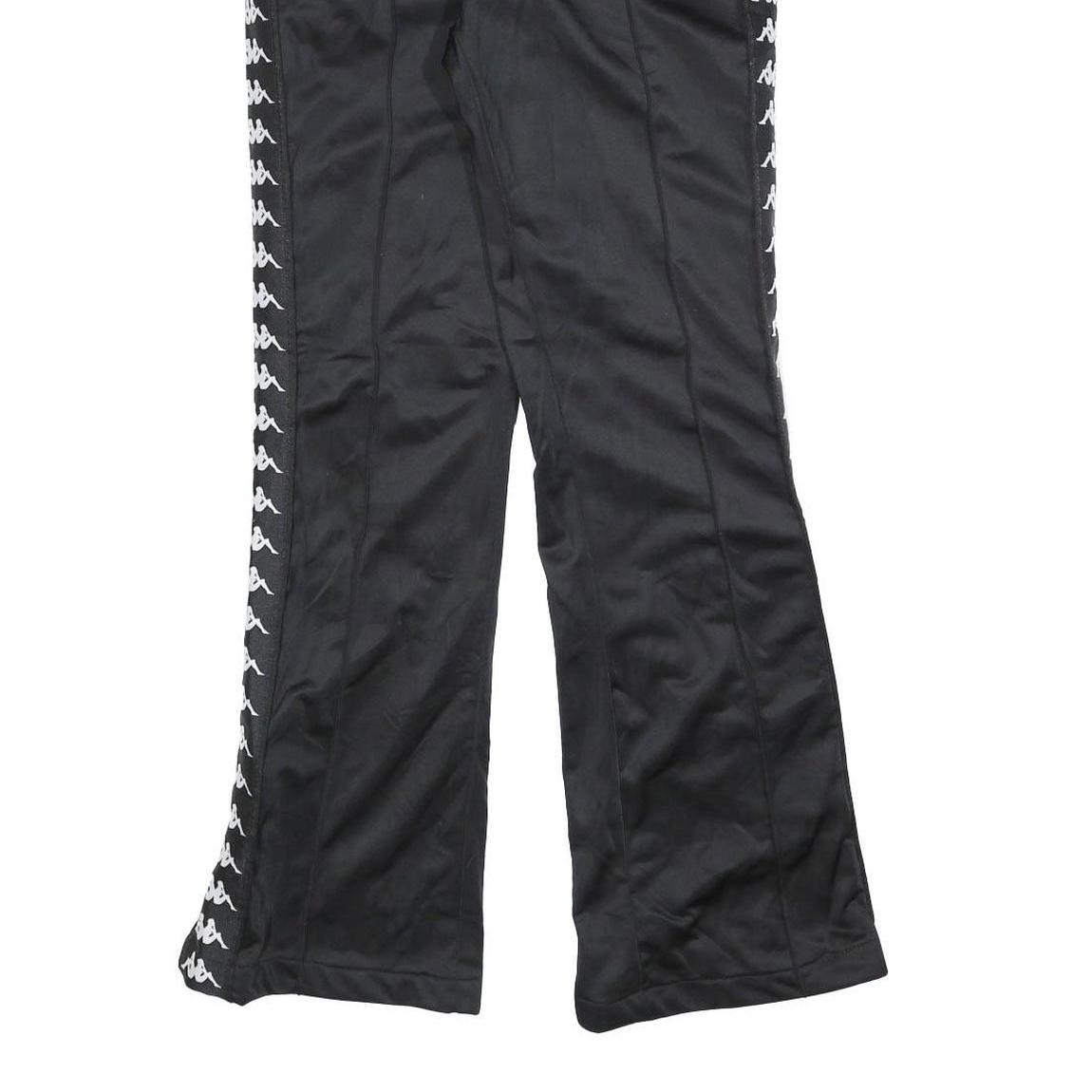 KAPPA Womens Joggers Black White Logo L W32 L32 Track Pants Slim Tapered