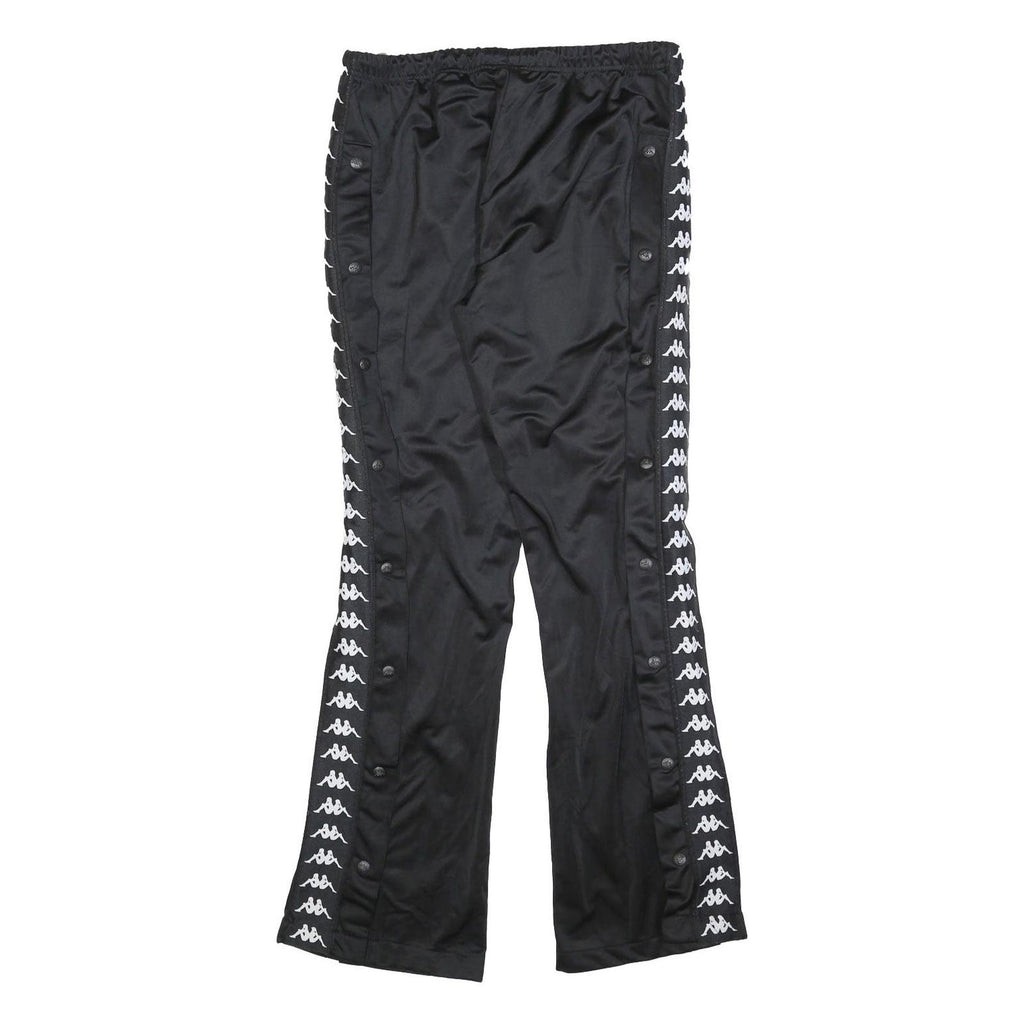 KAPPA Womens Joggers Black White Logo L W32 L32 Track Pants Slim Tapered