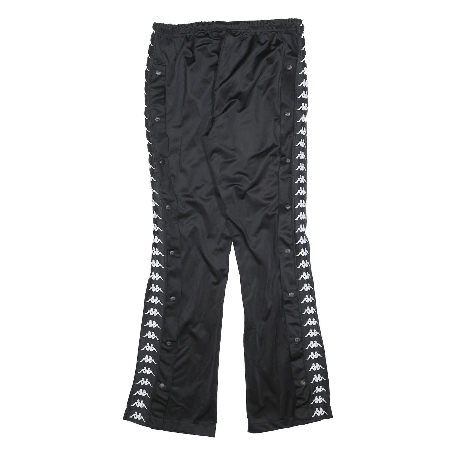 KAPPA Womens Joggers Black White Logo L W32 L32 Track Pants Slim Tapered